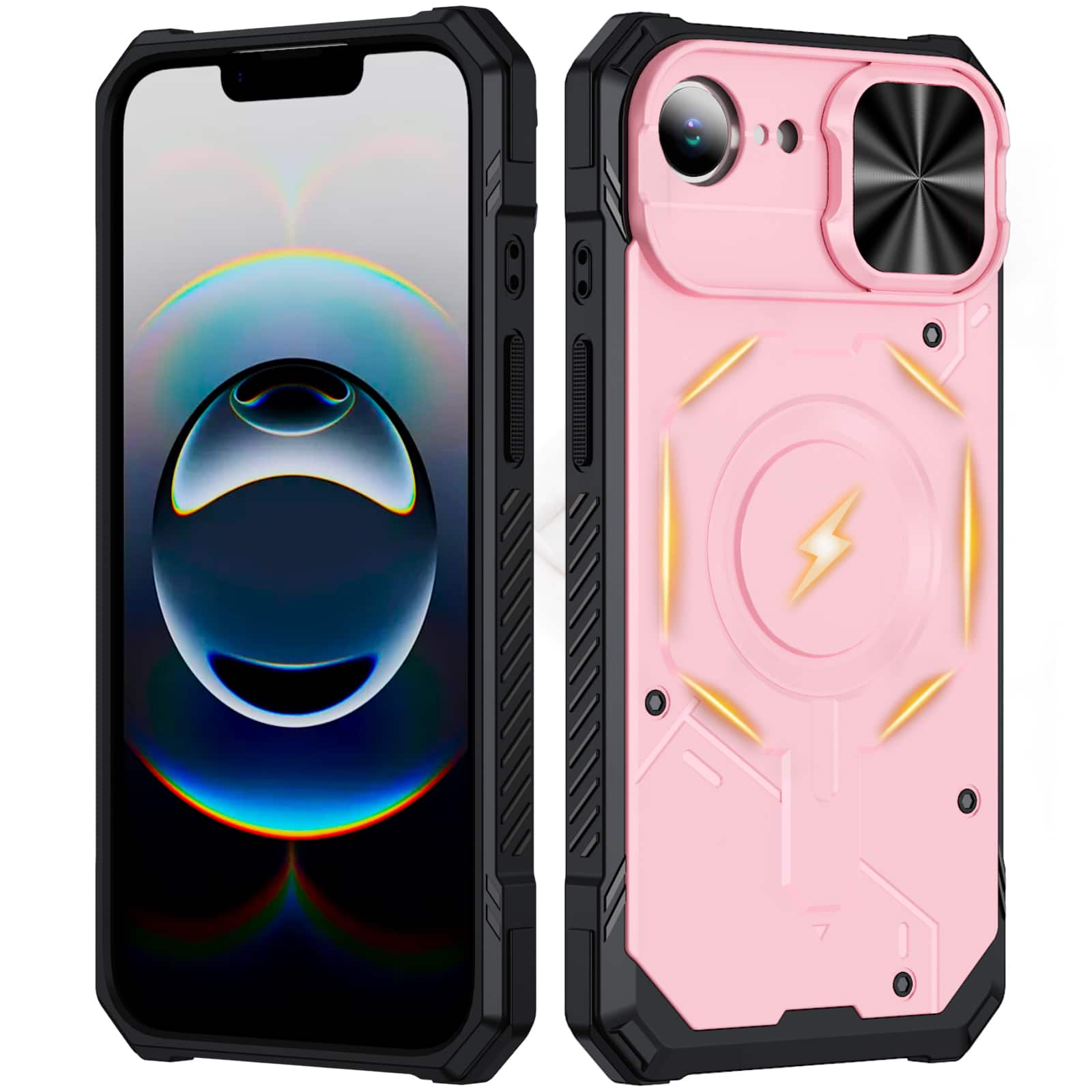 UUCOVER- Magnetic Case for iPhone 17e / iPhone 16e,Shockproof TPU+PC Case Compatible with MagSafe Rugged Sliding Lens Cover- Pink