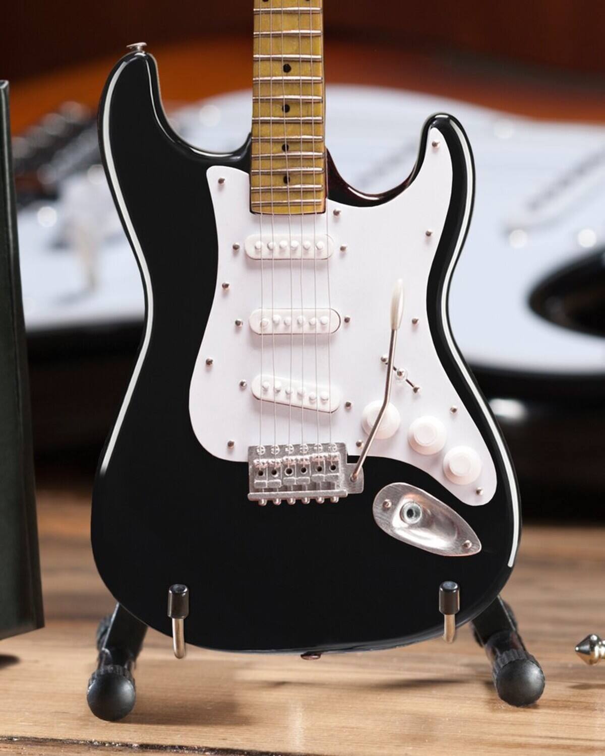 Alt View 1. Axe Heaven - Axe Heaven - Fender Strat Classic Black Finish Miniature Guitar Replica   - Collectibles - Multicolor.