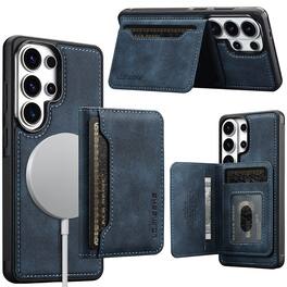Dteck - RFID Blocking Magnetic Wallet Phone Case for Samsung Galaxy S26 Ultra, Slim Detachable Card Holder Kickstand Cover - Blue