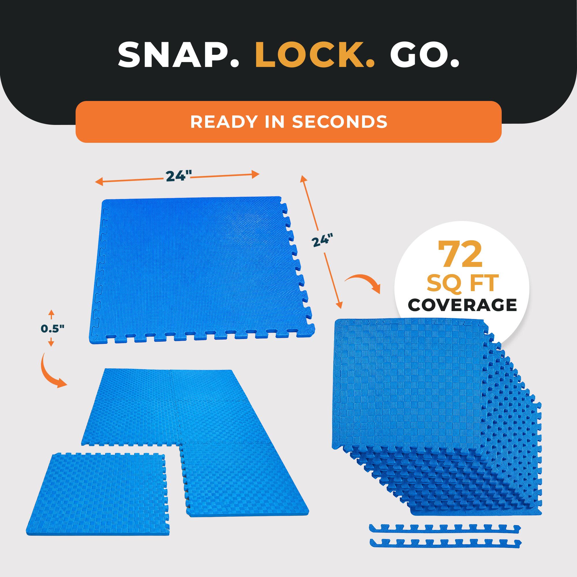 SNAP. LOCK. GO.  
READY IN SECONDS  
24"  
24"  
72 SQ FT COVERAGE  
0.5"