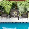 Gymax - 4PCS Patio Garden Outdoor Rattan Wicker Furniture Set - Brown