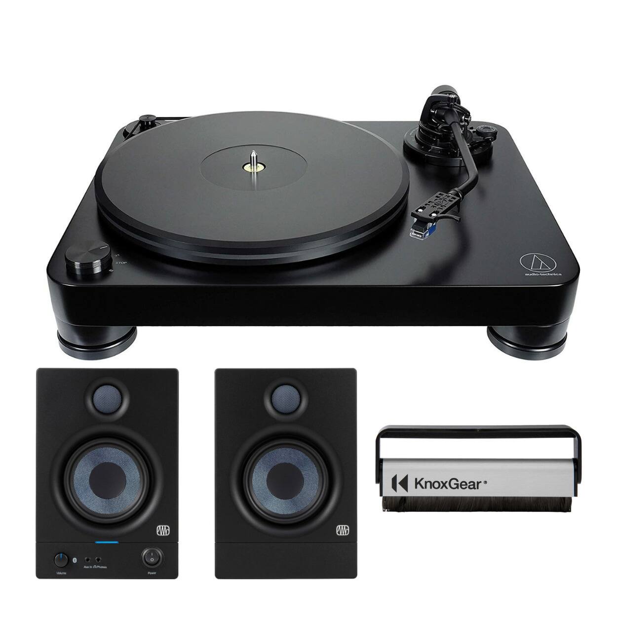 Left. Audio-Technica - Audio-Technica AT-LP7 Fully Manual Belt-Drive Turntable with Speakers Bundle.