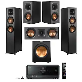 Klipsch - Reference 5.1 Home Theater System Bundle 2X R-26FA Floorstanding Speaker, 2X R-41M Bookshelf Speaker, R-25C