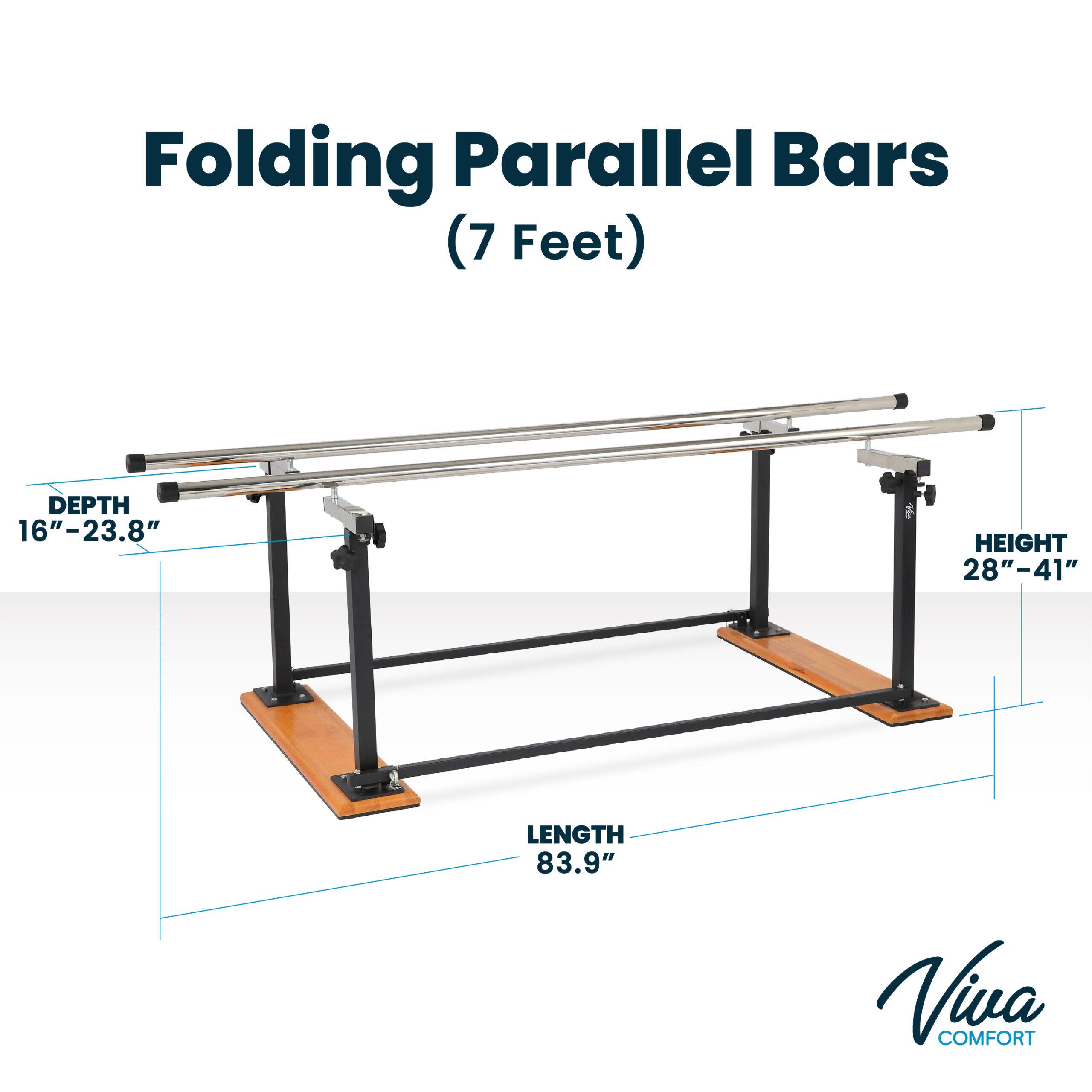 Folding Parallel Bars (7 Feet) DEPTH 16"-23.8" HEIGHT 28"-41" LENGTH 83.9" Viva COMFORT