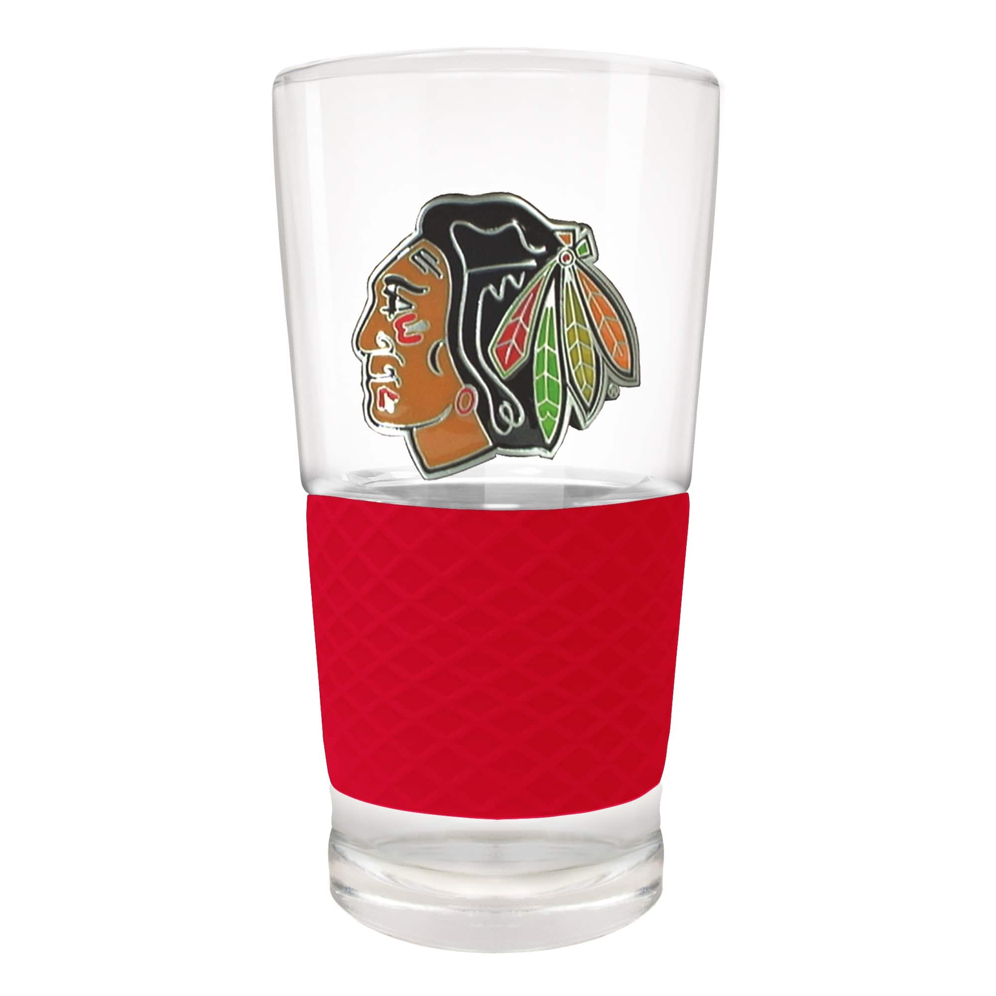 Front. Great American Products - Chicago Blackhawks 22oz. Pilsner Glass with Silicone Grip - Red.