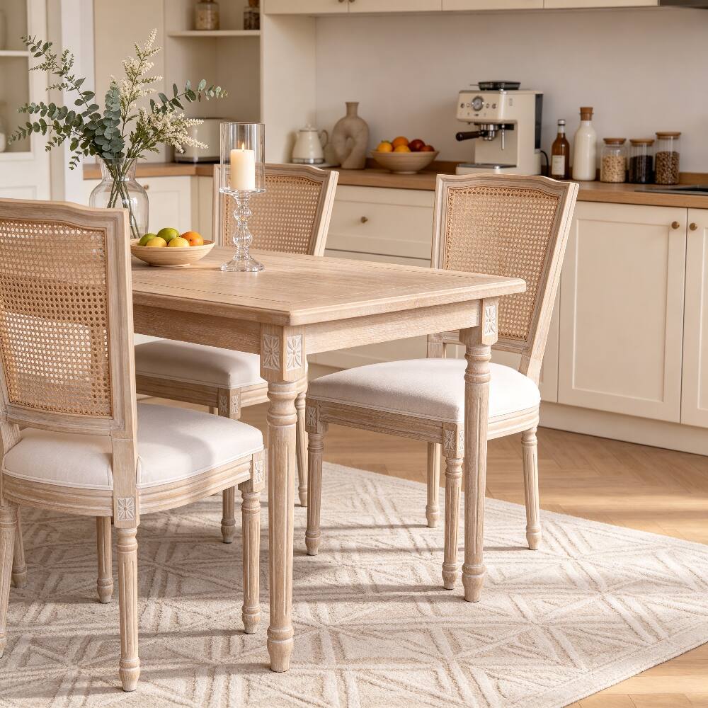 Alt View 2. Loheer - Loheer French Country Dining Chairs Set of 2 Rattan Back Beige - Beige.