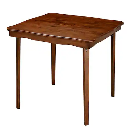 Front. Stakmore - Stakmore Scalloped Edge 32" Square Folding Card Table, Cherry Finish - Cherry.