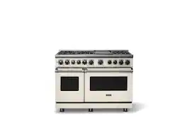 Viking - 48"W. 7.3 Cu. Ft. 7Series Self-Clean Dual Fuel 8 Burner Range/Griddle-Pure White - Pure White
