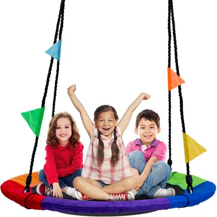 Front. Sorbus - Sorbus 40" Saucer Tree Glider, 220lbs Kids Outdoor Seat with Adjustable Ropes, Durable Net Design.