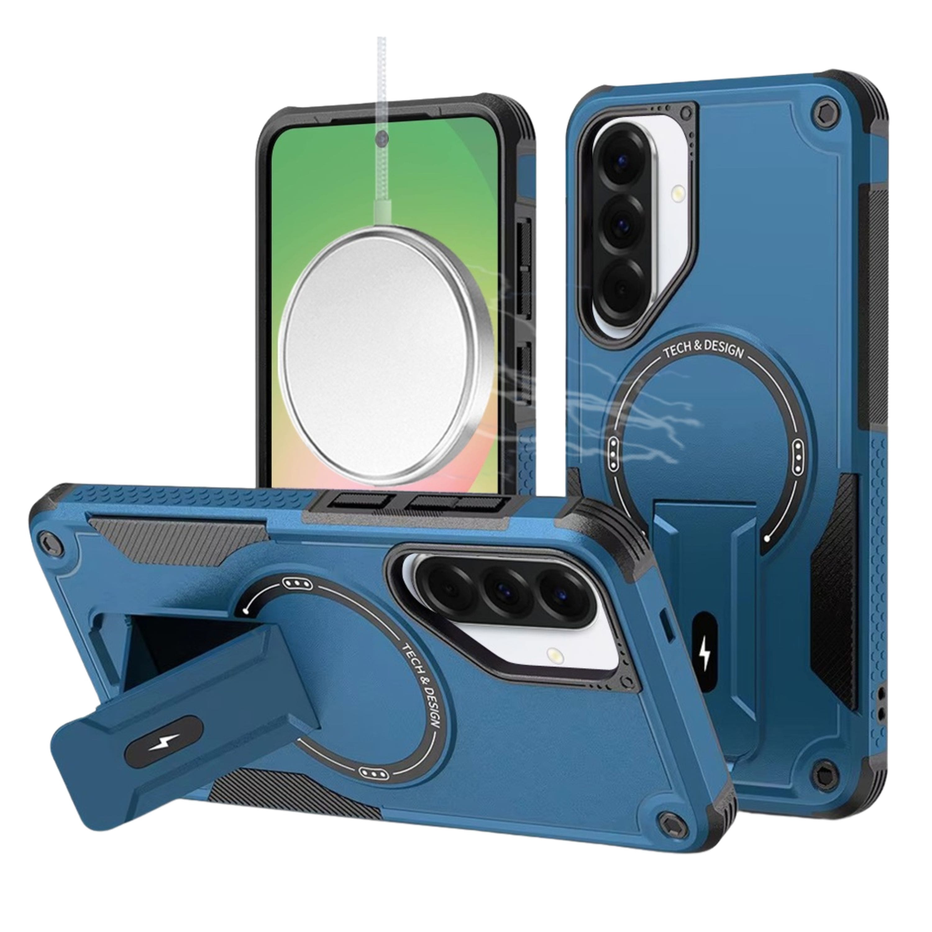 Kitcheniva - Rugged Grip Kickstand Magnetic Circle Phone Case With Tempered Glass Samsung Galaxy A57 5G - Blue price history on PriceWatchPro