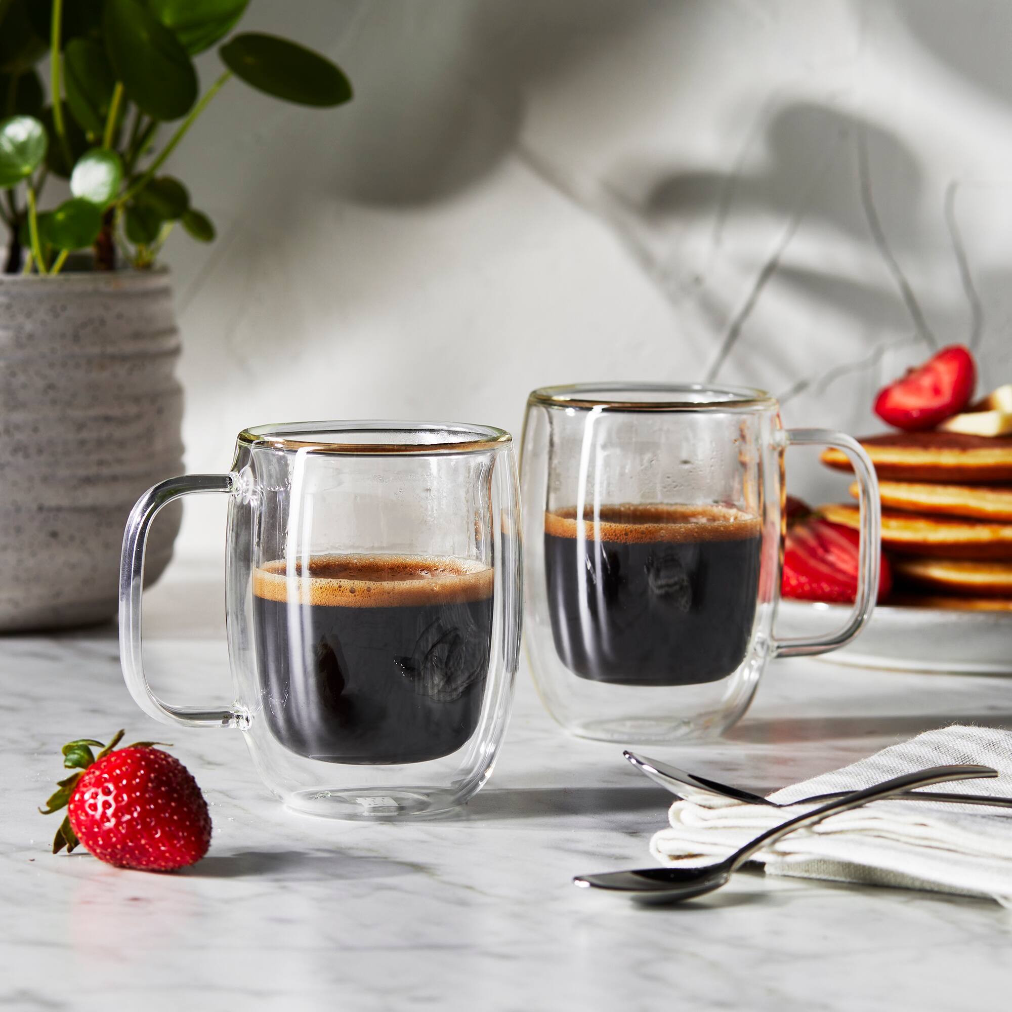 Alt View 2. ZWILLING - ZWILLING Sorrento Plus 2-pc Double-Wall Glass Double Espresso Mug Set - Clear.