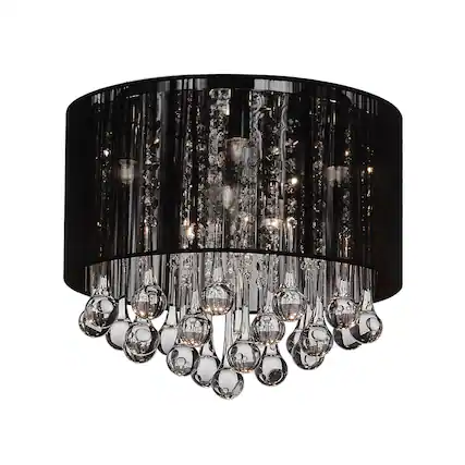 Front. CWI Lighting - Water Drop 6 Light Drum Shade Flush Mount With Chrome Finish - Chrome.