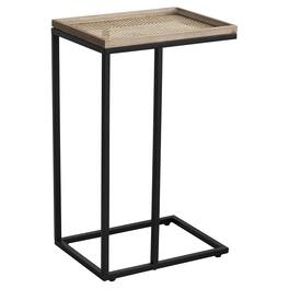 COZAYH - Farmhouse C End Table, Accent Furniture with Woven Metal Tray Top - Black