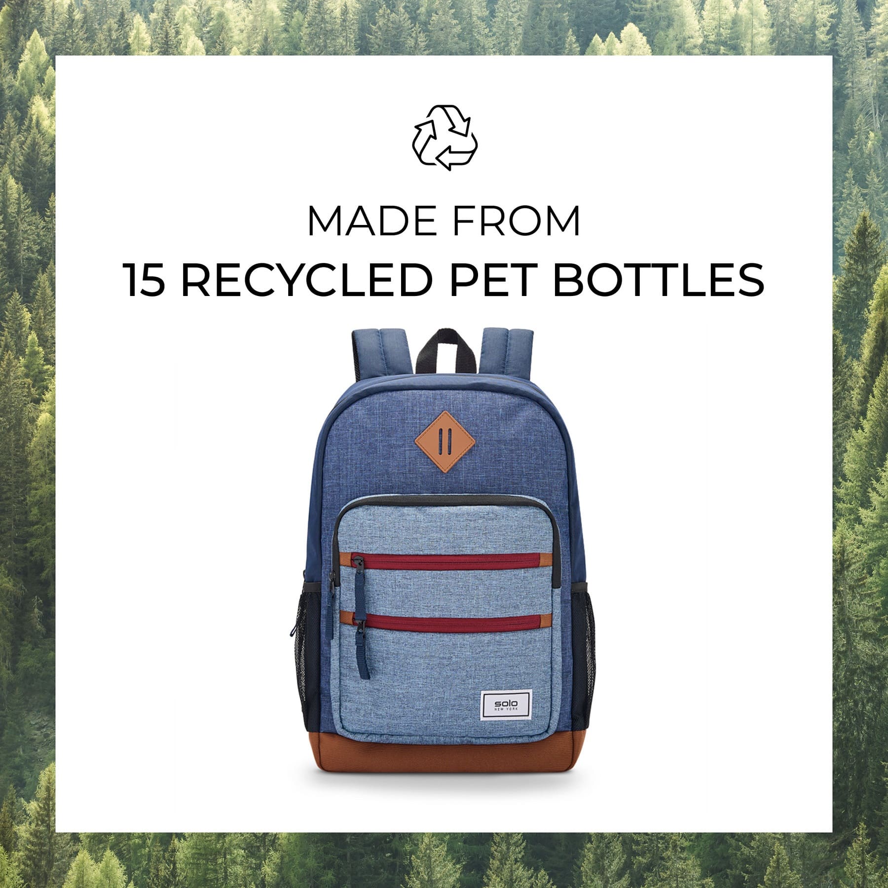 Made from 15 recycled pet bottles.