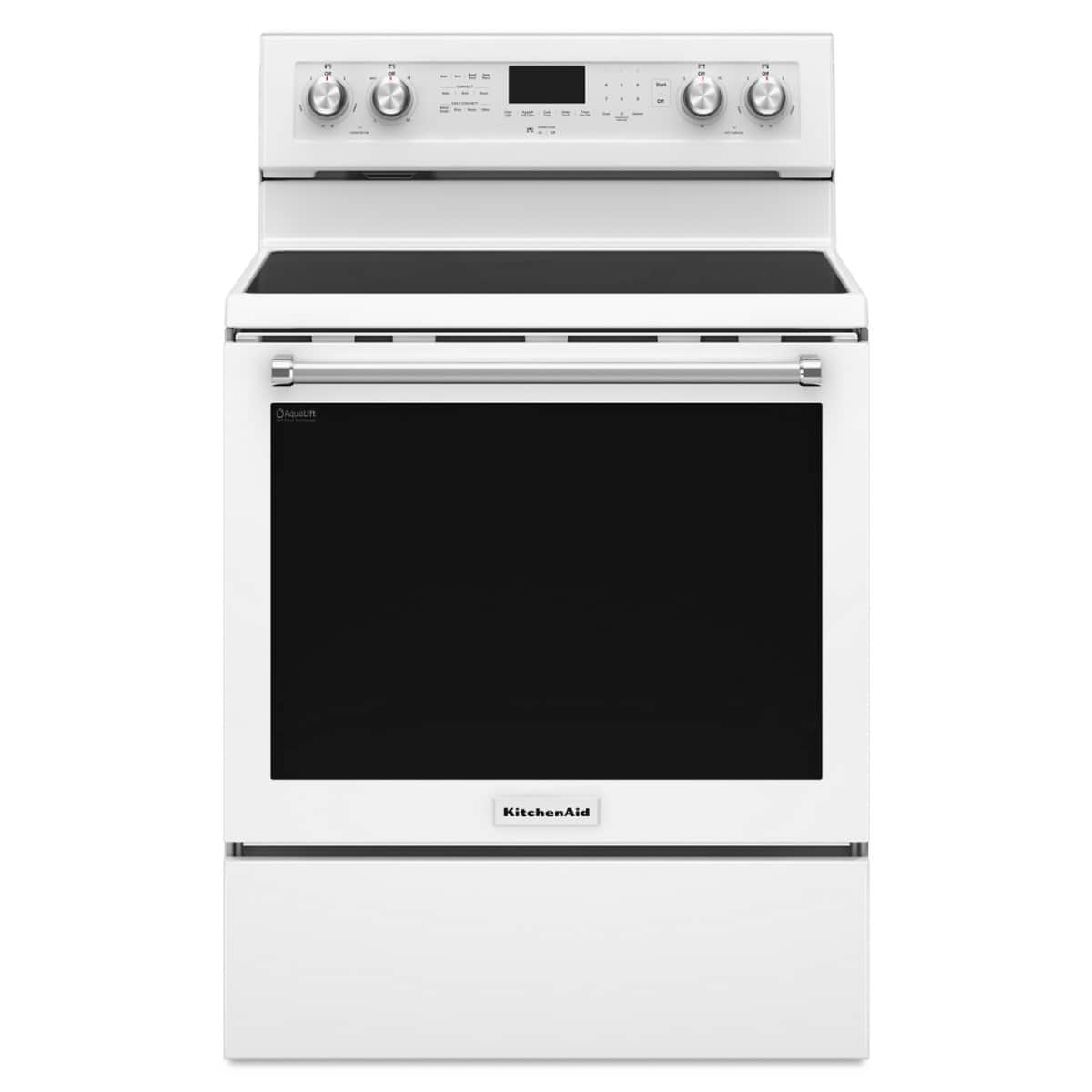 KitchenAid - 6.4 Cu. Ft. Self-Cleaning Freestanding Electric Convection Range - Black Stainless Steel - White - Front_Zoom