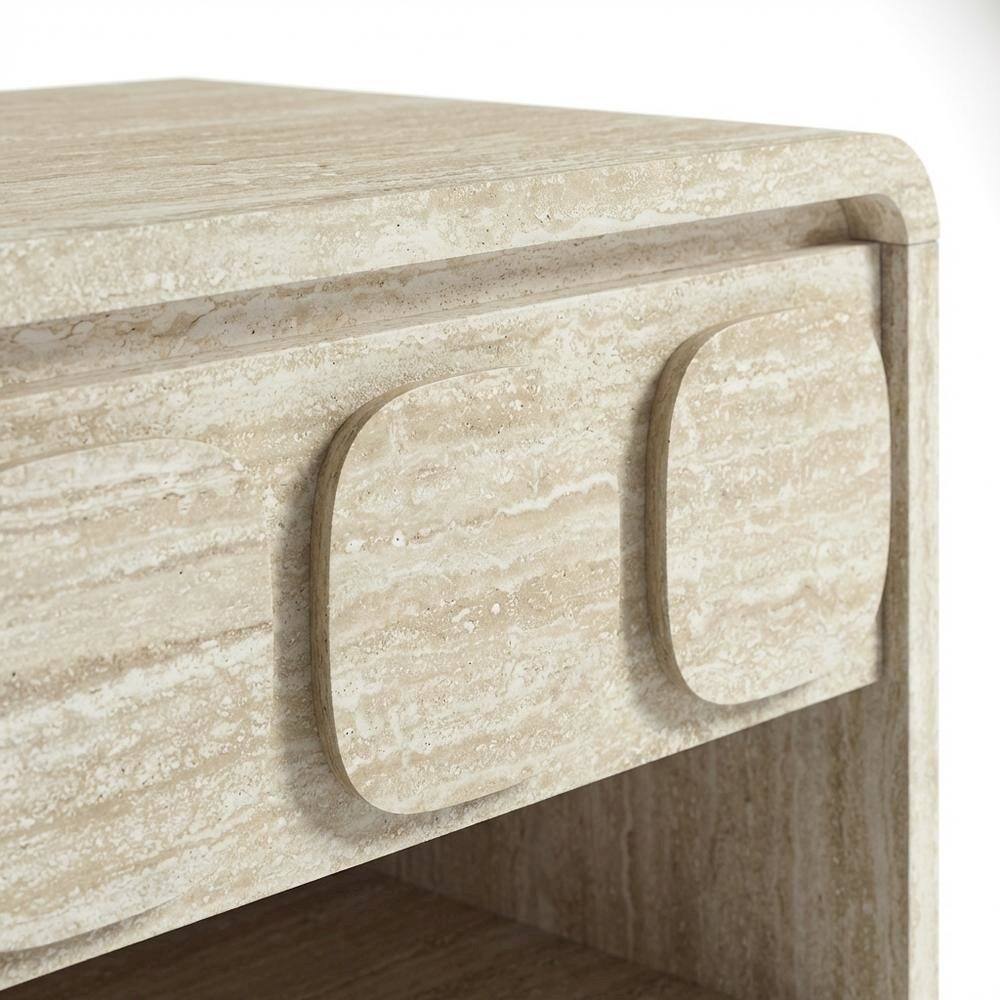 Back. FurniFact - Gray Finish Nightstand with Minimalist Design and Smooth Surface - Gray.