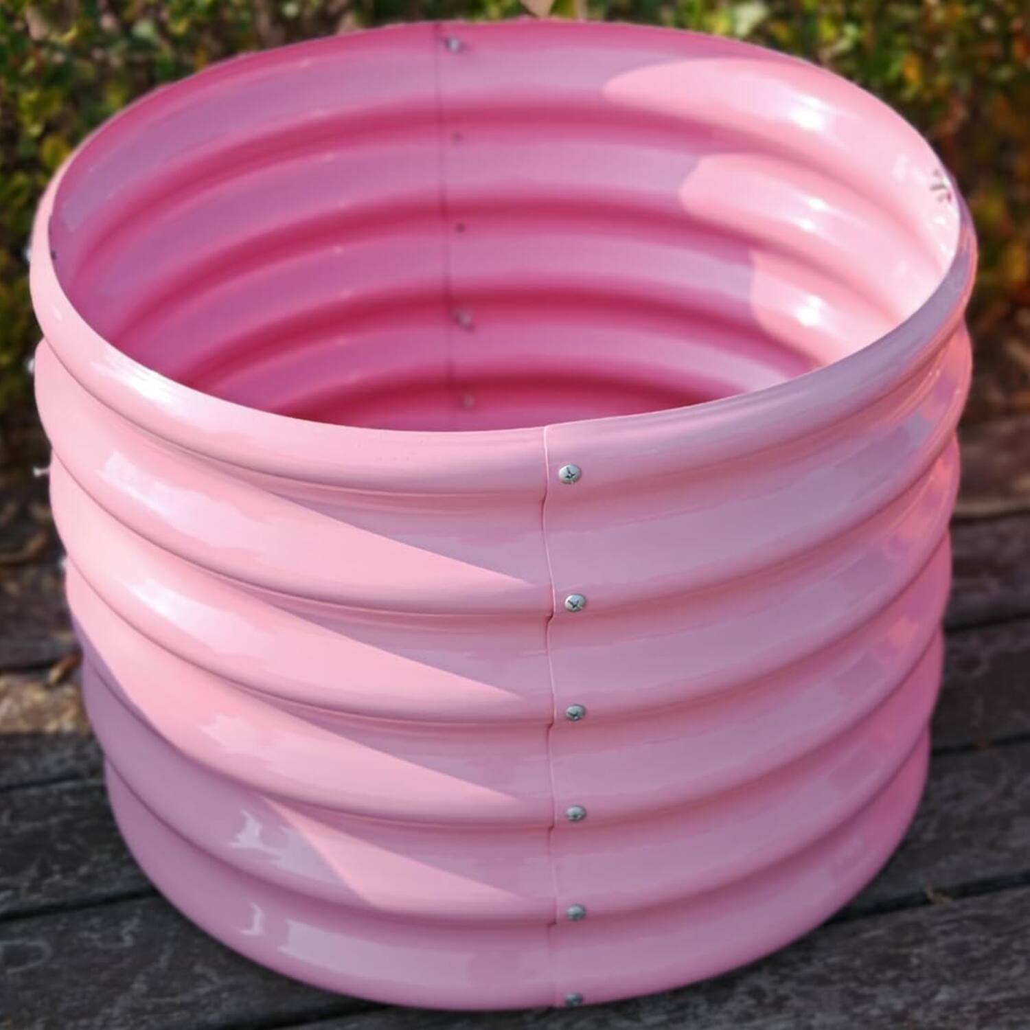 Angle. A Anleolife - 4-Pack Kids Mini Pink Metal Circle Raised Garden Bed Planter Box for Vegetables (24 in. L x 24 in. W x 18 in. H) - Pink.