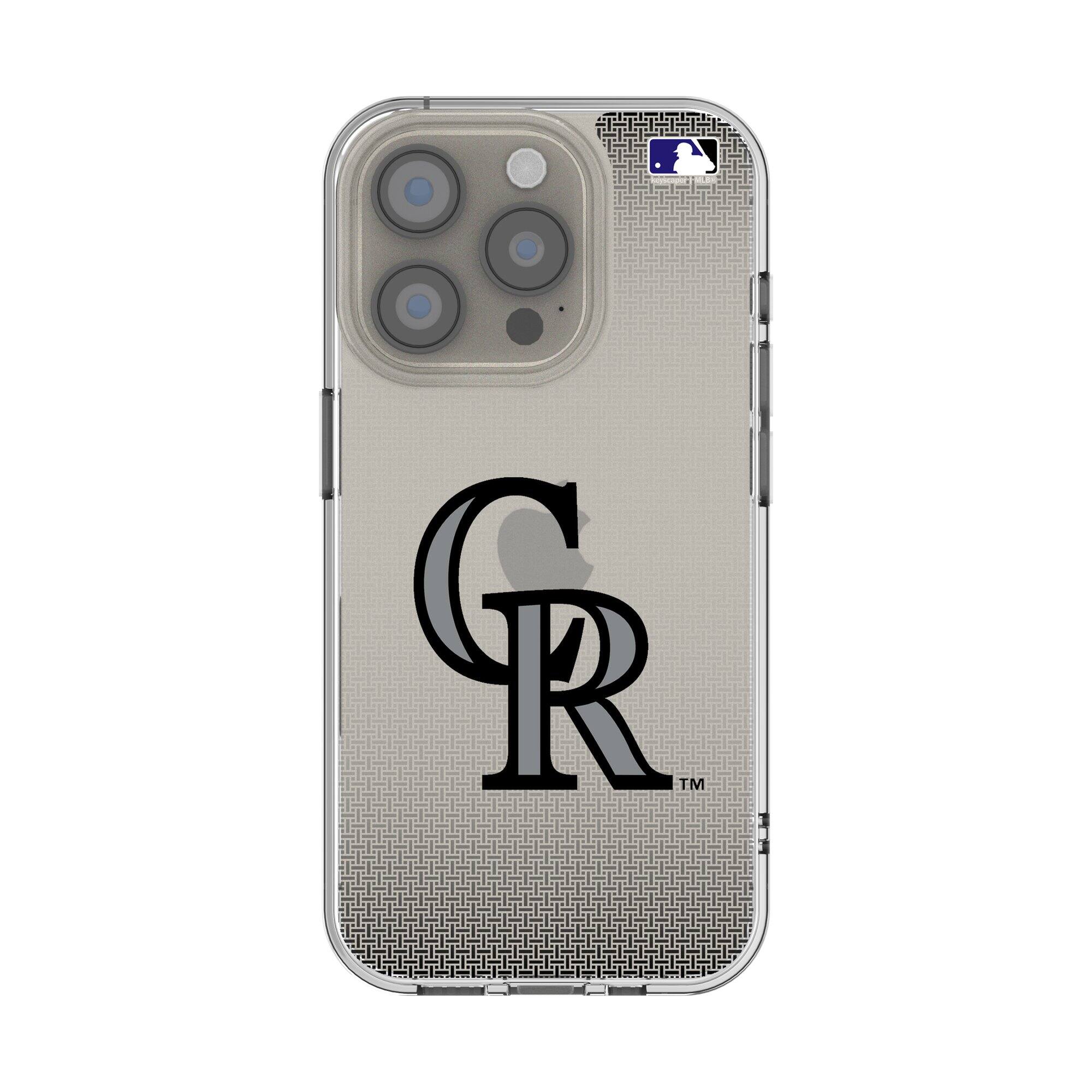 Front. Keyscaper - Colorado Rockies Linen Logo iPhone Clear Case - 15 Pro Max - Multicolor.