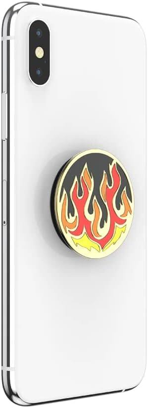 Left. PopSockets - PopSocket PopGrip Enamel Flame on Black - Black.