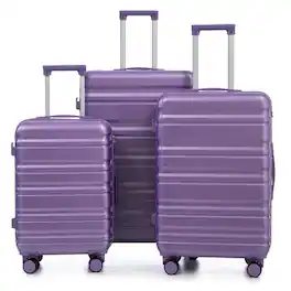 BreeBe - HIFINE TOURIST 20'/24'/28' 3 pcs/set in ABS Spinner Wheel Luggage, Carry on Suitcase, Matching Color, Combination Lock - Purple