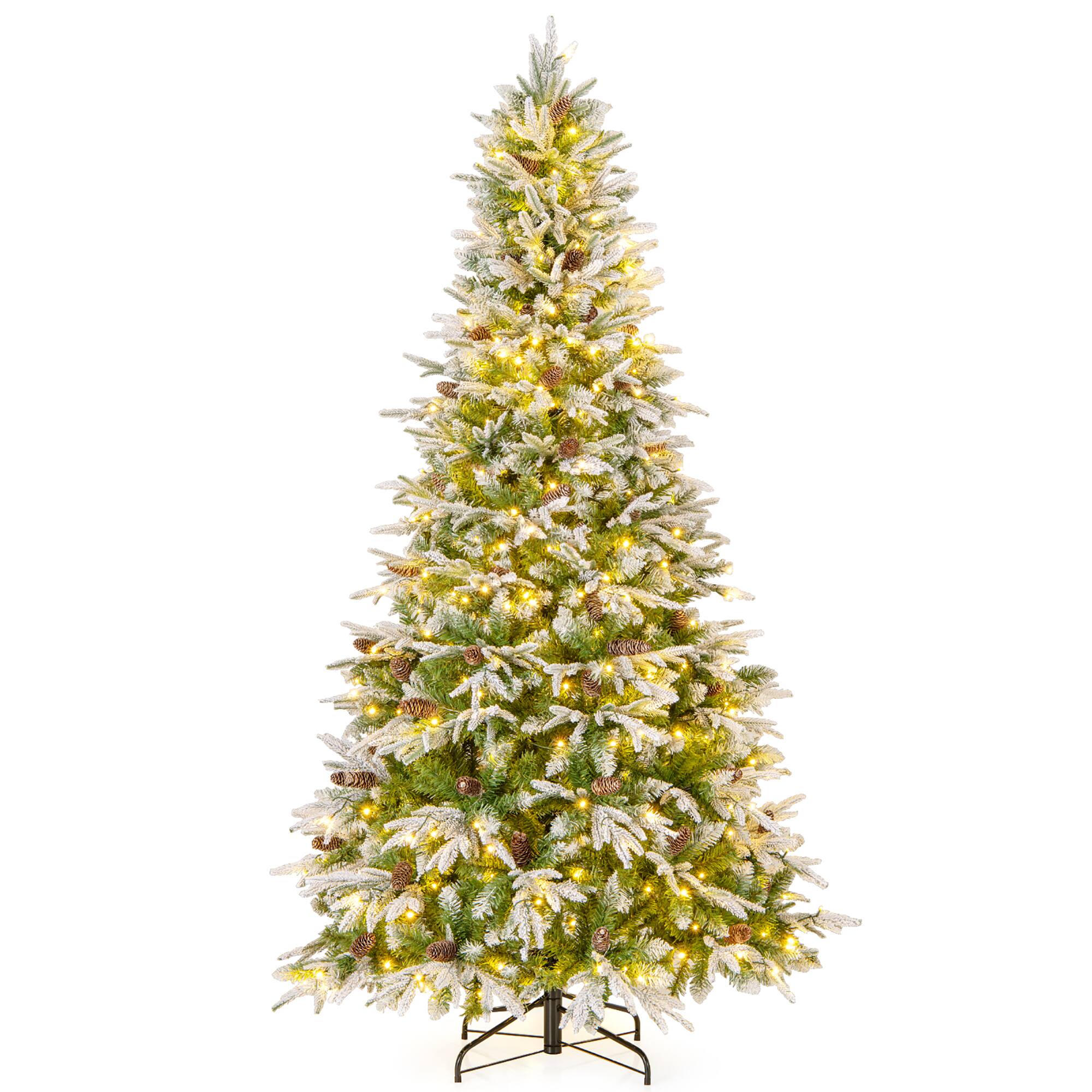 Alt View 9. Gymax - Gymax 7.5ft Artificial Christmas Tree Hinged Xmas Tree w/ 1135 Branch Tips 470 Lights - White, Green.