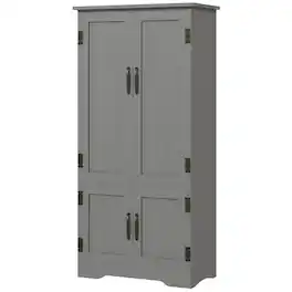 Homcom - Floor Storage Cabinet Kitchen Pantry with Adjustable Shelves and 2 Lower Doors - Gray