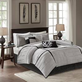 Gracie Mills - Beatriz 7-Piece Microsuede Comforter Set - Gray