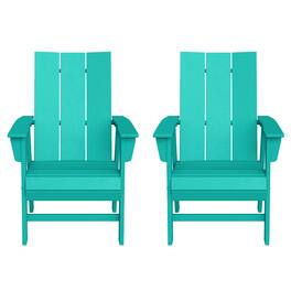 WestinTrends - Ashore Outdoor Patio HDPE Plastic Modern Adirondack Dining Chairs (Set of 2) - Turquoise