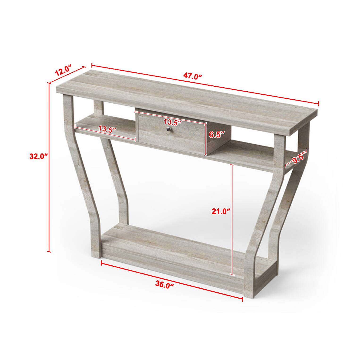 12.0" 47.0" 32.0" 13.5" 13.5" 6.5" 9.5" 21.0" 36.0"