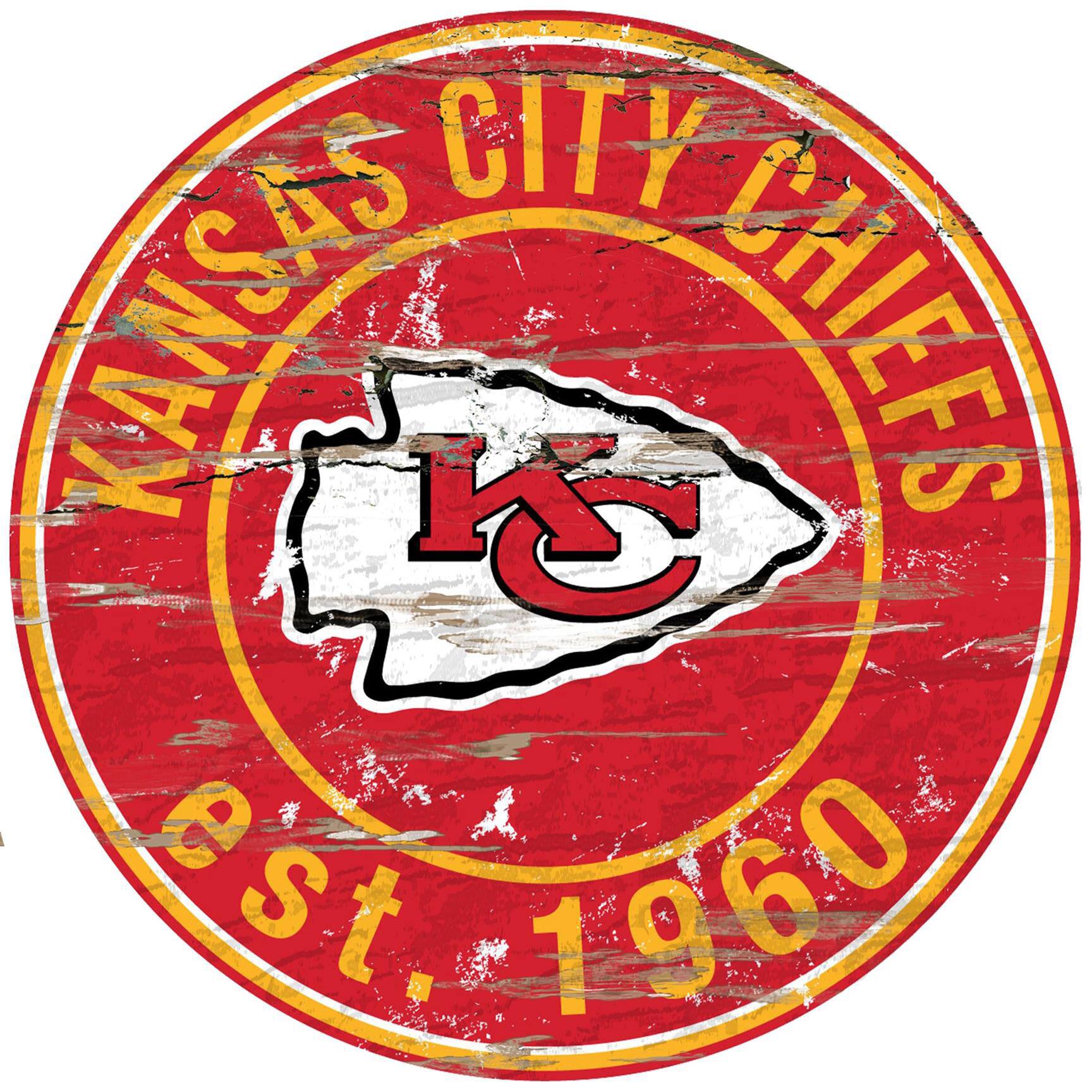 Kansas City Chiefs 23.5" Distressed Round Sign