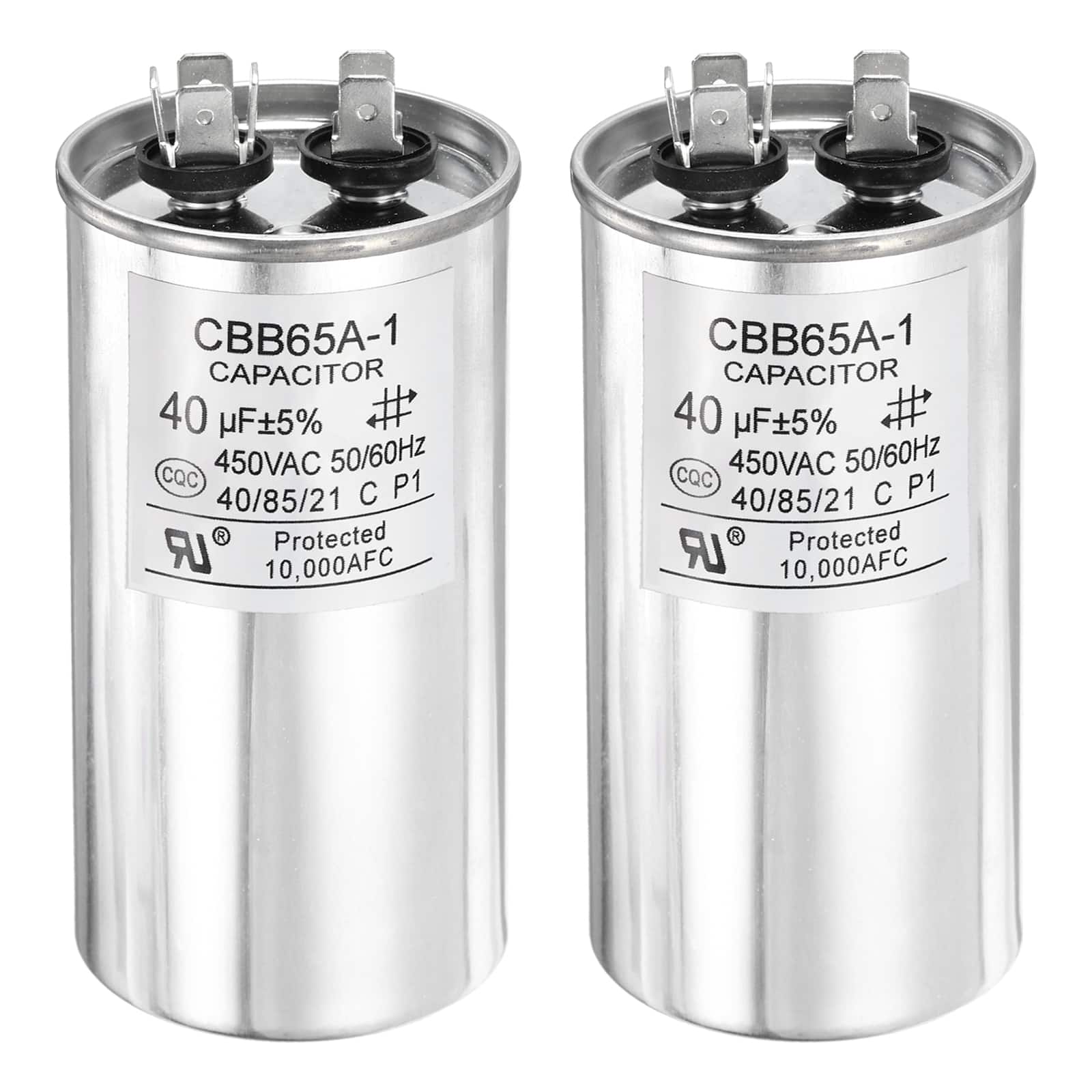 Unique Bargains - 2pcs CBB65 Capacitor 40uF 450V Run Round for AC Motor Start HVAC Compressor Generator Air Condenser - Silver price history on PriceWatchPro