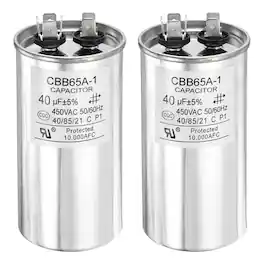 Unique Bargains - 2pcs CBB65 Capacitor 40uF 450V Run Round for AC Motor Start HVAC Compressor Generator Air Condenser - Silver