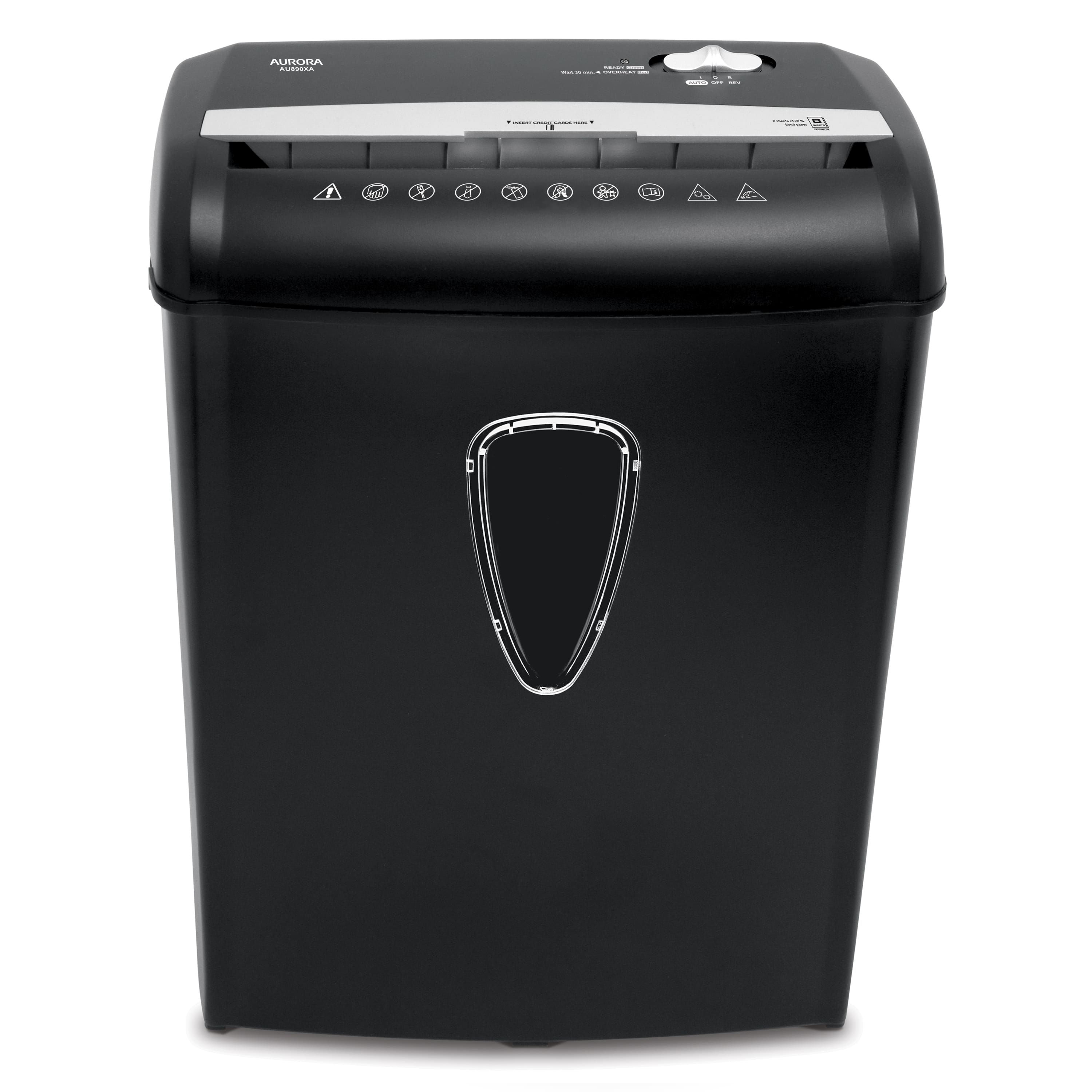 Aurora - AU890XA 8-Sheet Crosscut Paper and Credit Card Shredder with Wastebasket - Black