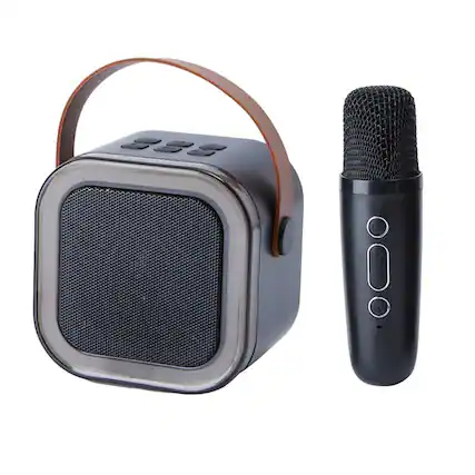 Front. YONWAY - Portable Bluetooth Speaker, Mini Karaoke Machine Speaker with 1 Wireless Microphone for Home Family Singing.