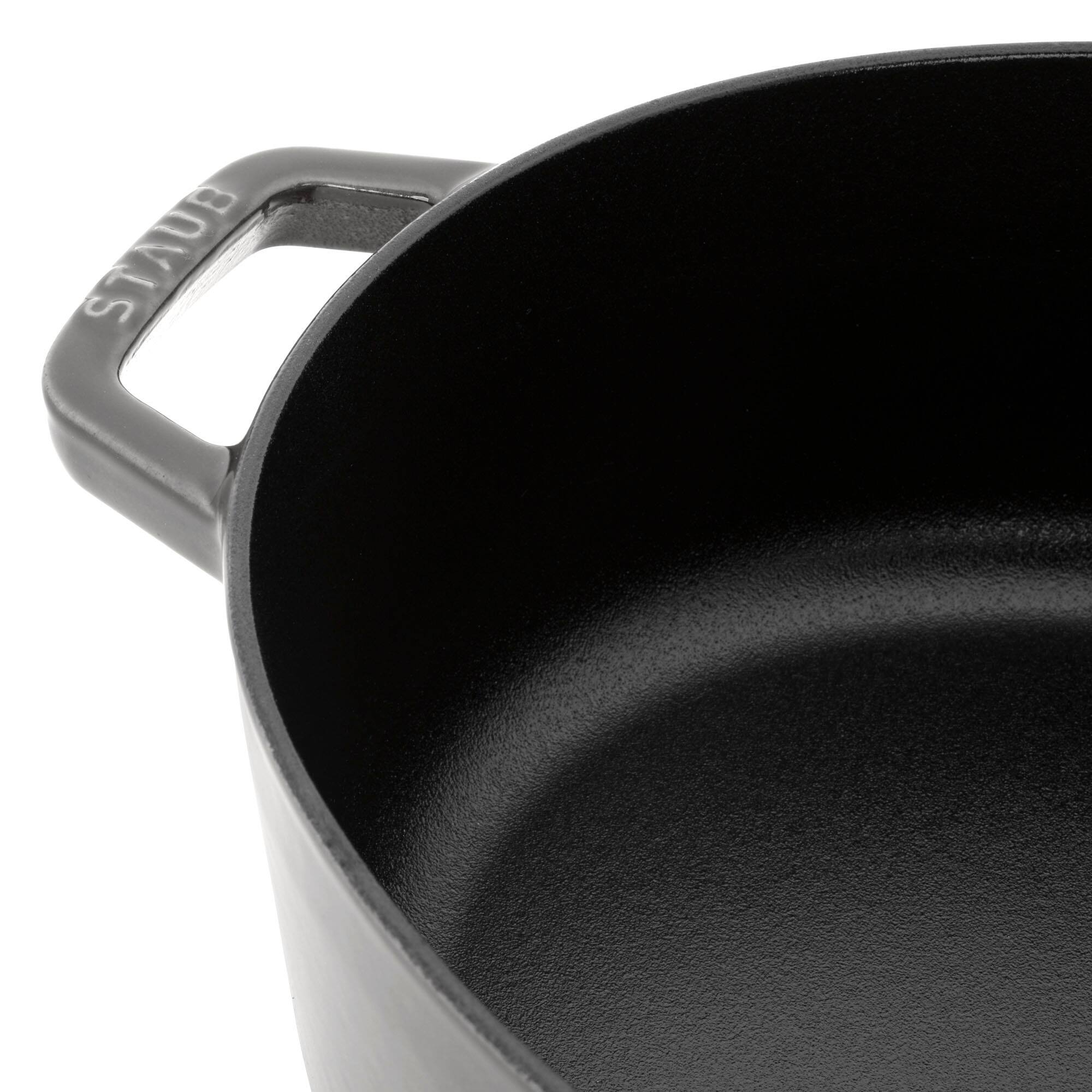 Alt View 4. Staub - Staub Cast Iron 6.25-qt Shallow Oval Dutch Oven - Graphite - Graphite.