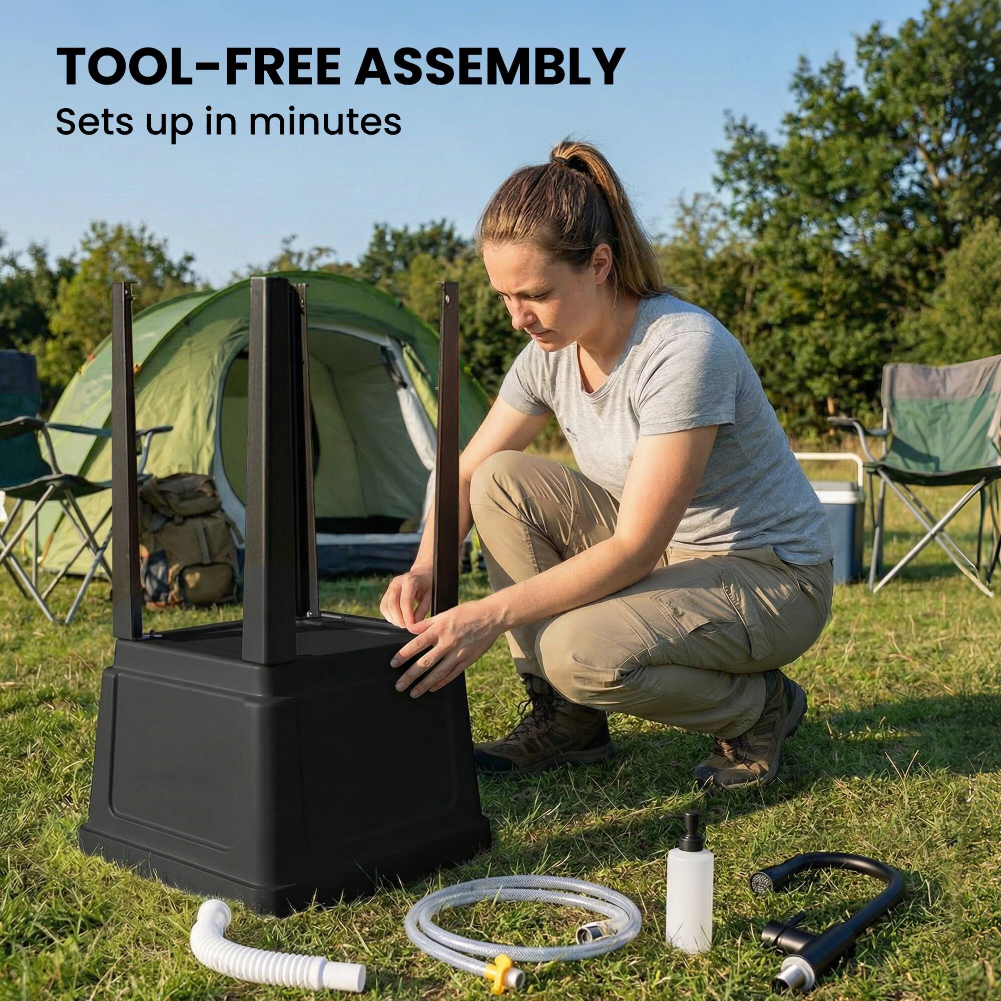 TOOL-FREE ASSEMBLY  
Sets up in minutes
