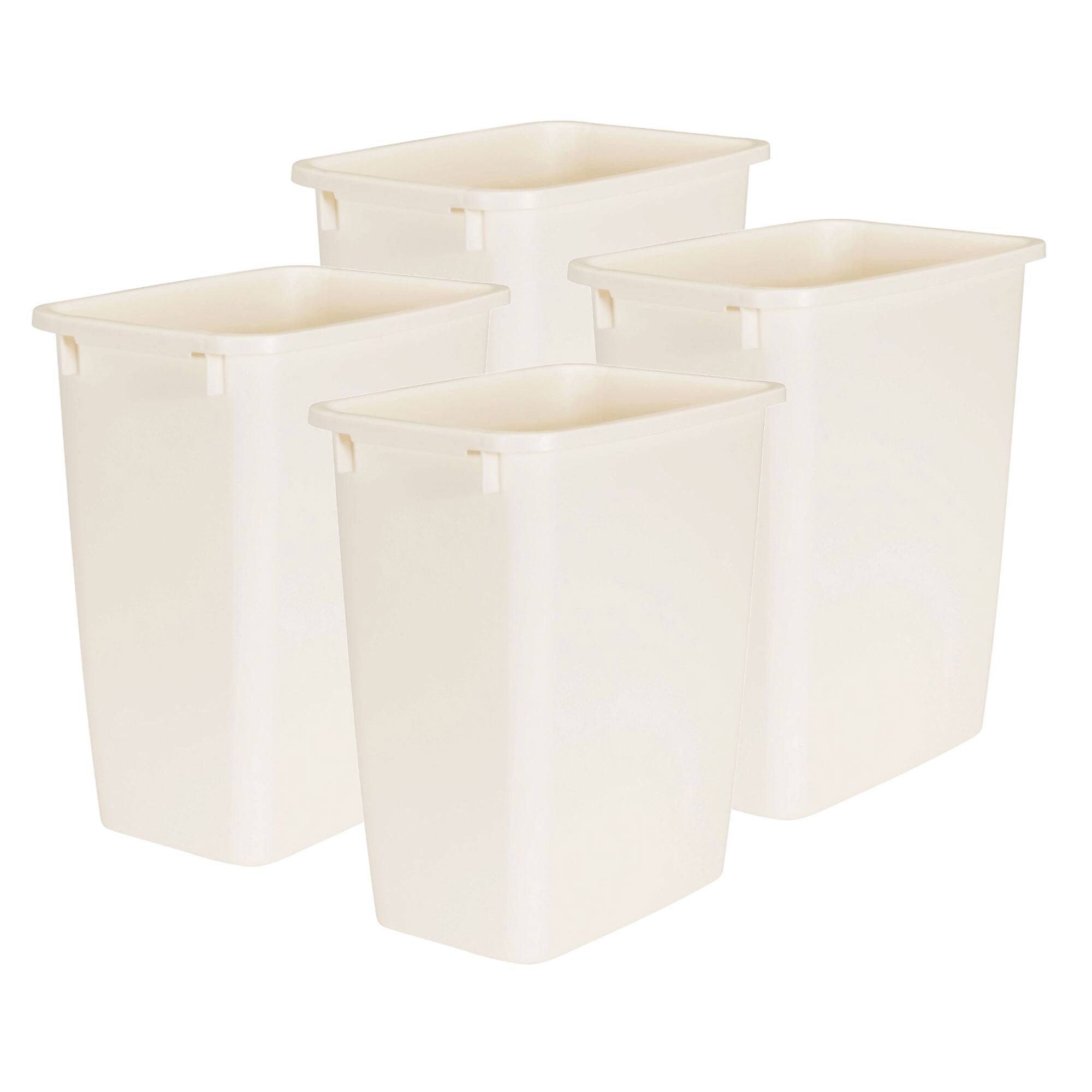 Front. RubberMaid - Rubbermaid 21 Quart Rectangular Kitchen Wastebasket Trash Can, Bisque (4 Pack) - Beige.