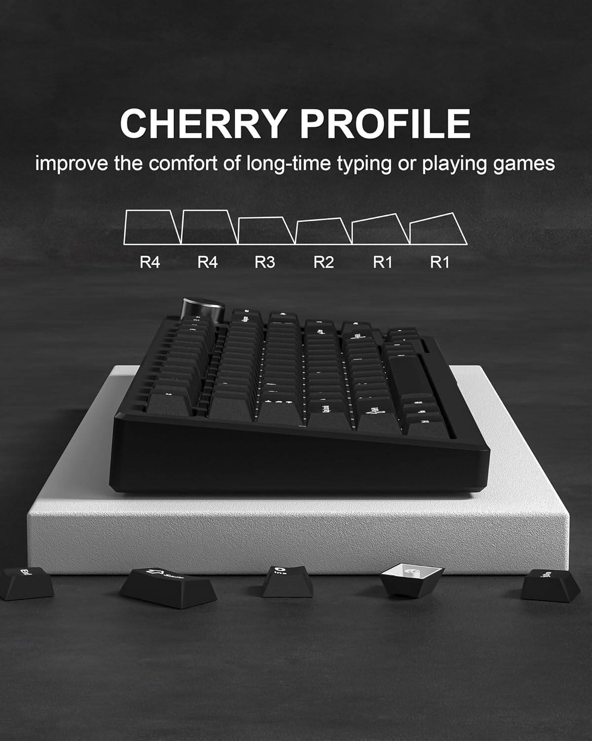 CHERRY PROFILE  
improve the comfort of long-time typing or playing games  

R4 R4 R3 R2 R1 R1