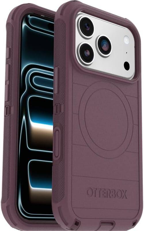 Left. OtterBox - OtterBox iPhone 17 Pro (Only) Bundle: Defender Series Case & Screen Protector - Case Only - Rugged - Snaps on MagSafe - Purple Mystery.