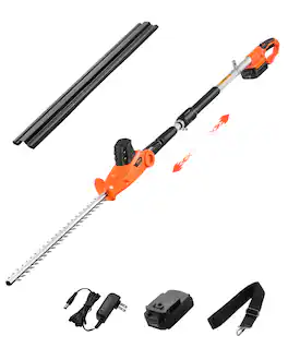 VEVOR - Electric Hedge Trimmer, 1200 RPM, 6.2 - 7.8 Ft Extendable, Pole Hedge Trimmer for High Branch - Orange and Black