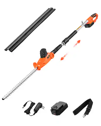 Front. VEVOR - Electric Hedge Trimmer, 1200 RPM, 6.2 - 7.8 Ft Extendable, Pole Hedge Trimmer for High Branch - Orange and Black.