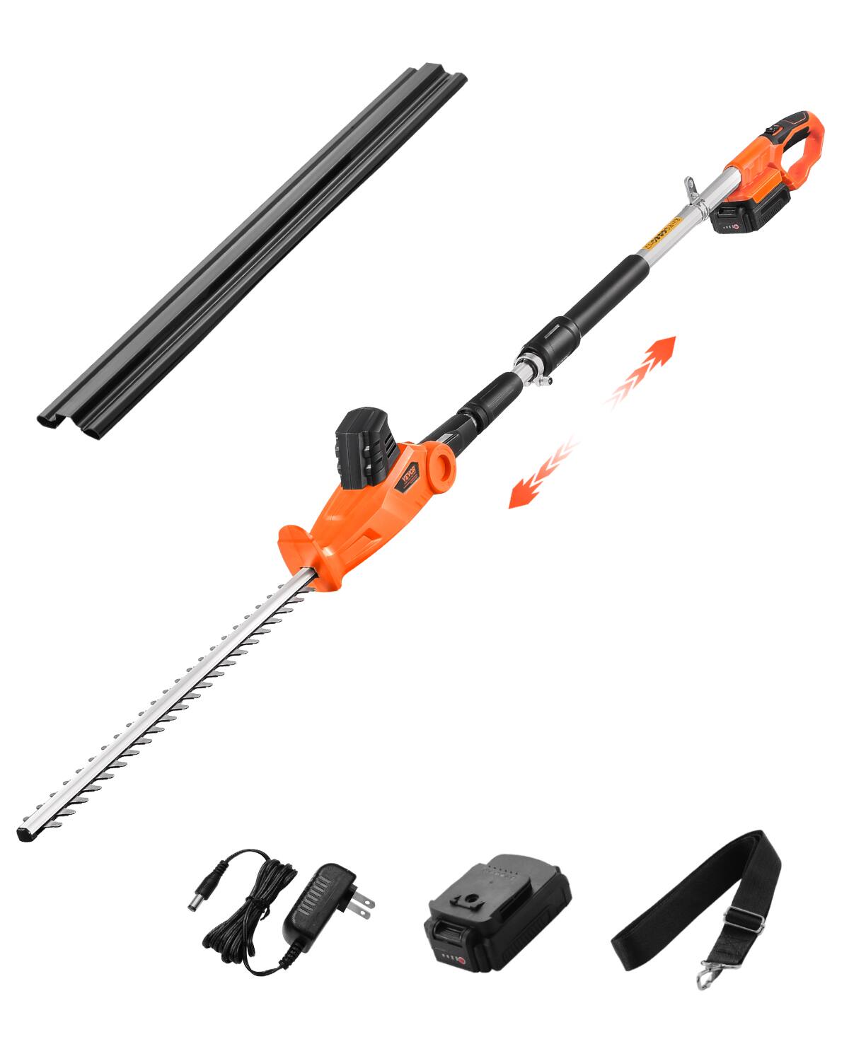 Front. VEVOR - Electric Hedge Trimmer, 1200 RPM, 6.2 - 7.8 Ft Extendable, Pole Hedge Trimmer for High Branch - Orange and Black.