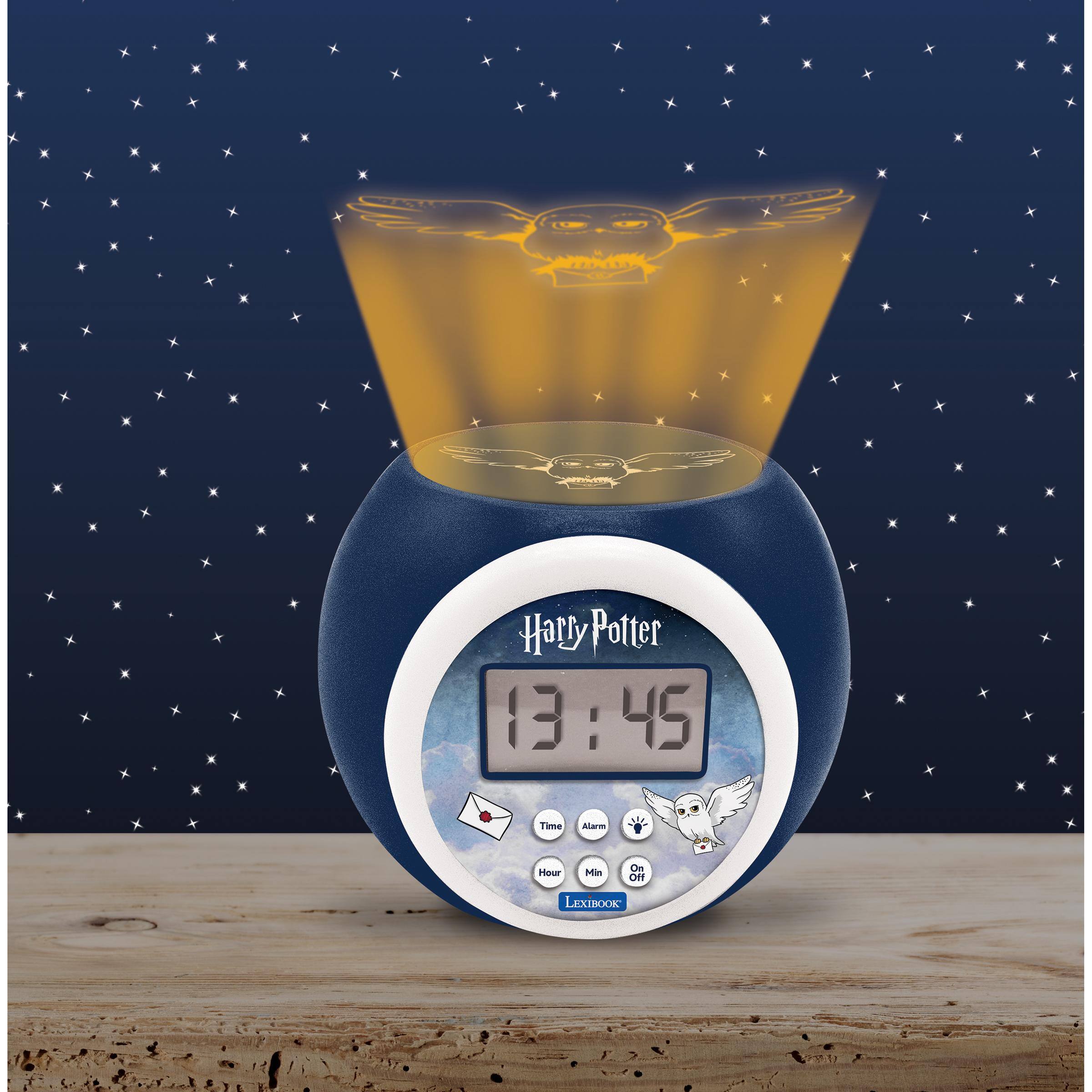 Harry Potter  
13:45  
Time  
Alarm  
Hour  
Min  
On Off  
LEXIBOOK