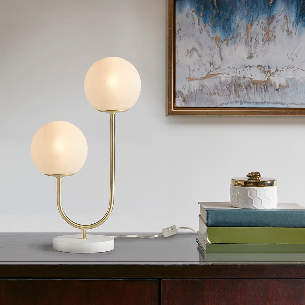 Alt View 1. Luckbyte - Metal 2-Light Globe Table Lamp.