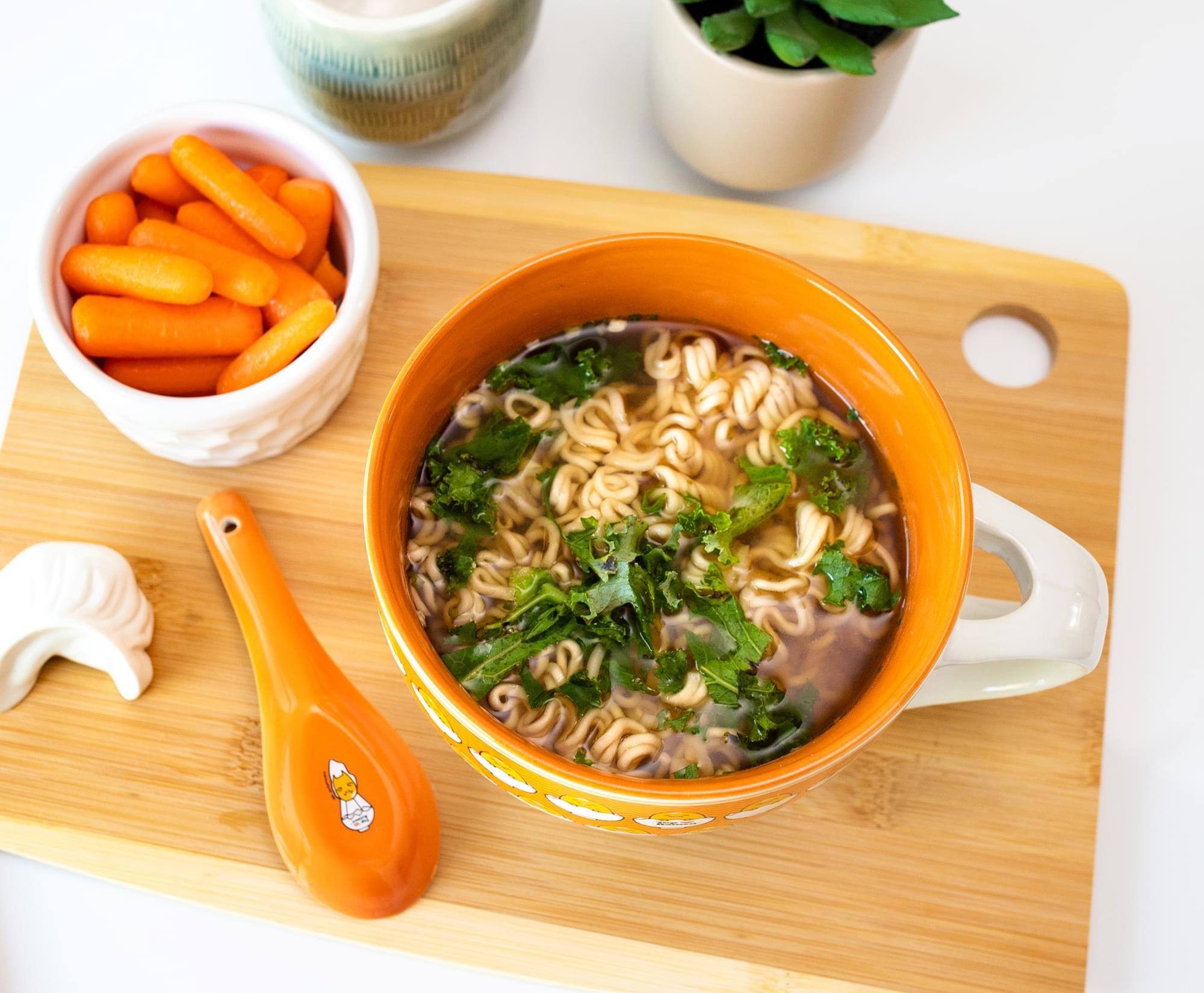 Alt View 2. Silver Buffalo - Sanrio Gudetama x Nissin Top Ramen Ceramic Soup Mug with Spoon | Holds 24 Ounces - Orange.