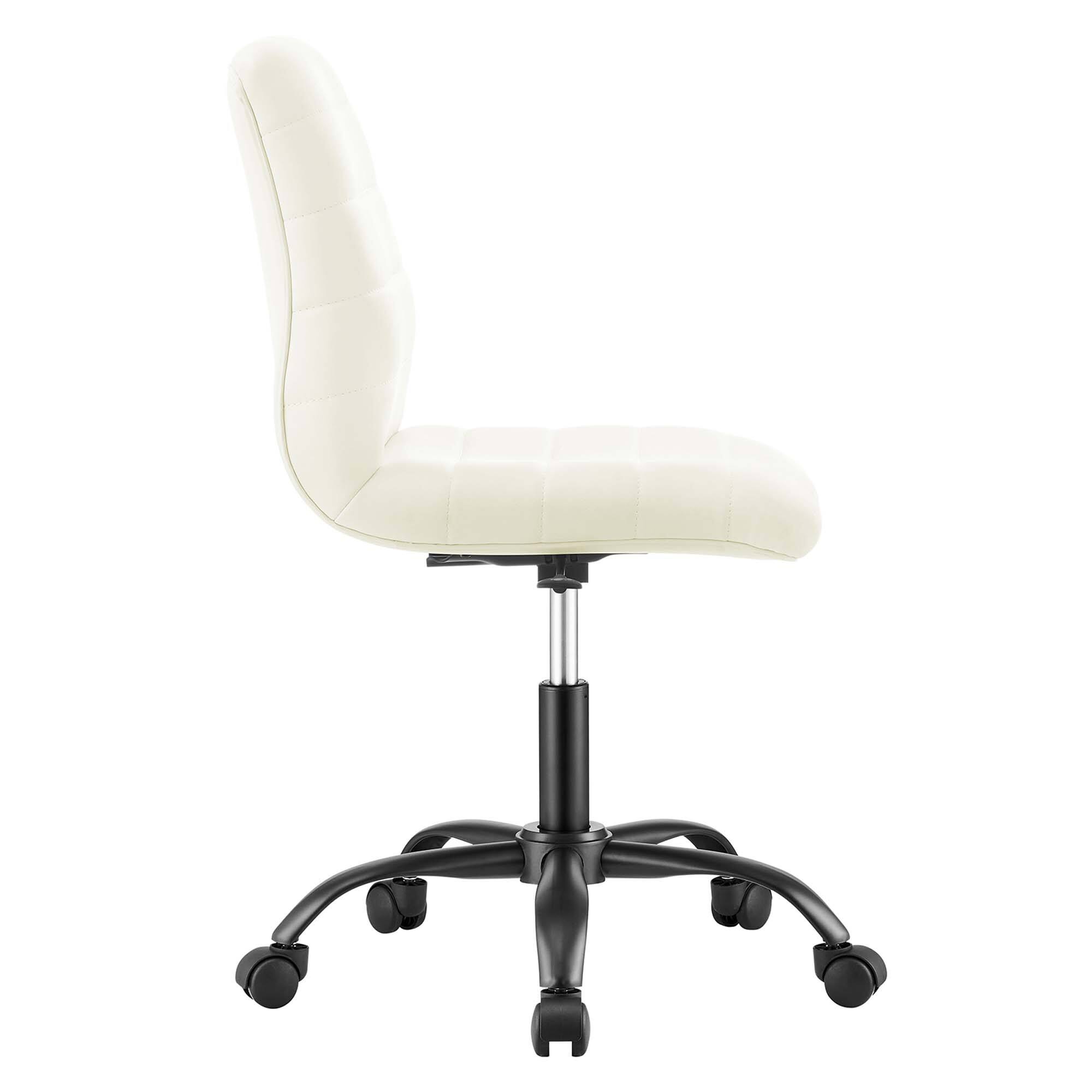 Alt View 2. Modway - Ripple Armless Vegan Leather Office Chair by Modway - Black White.