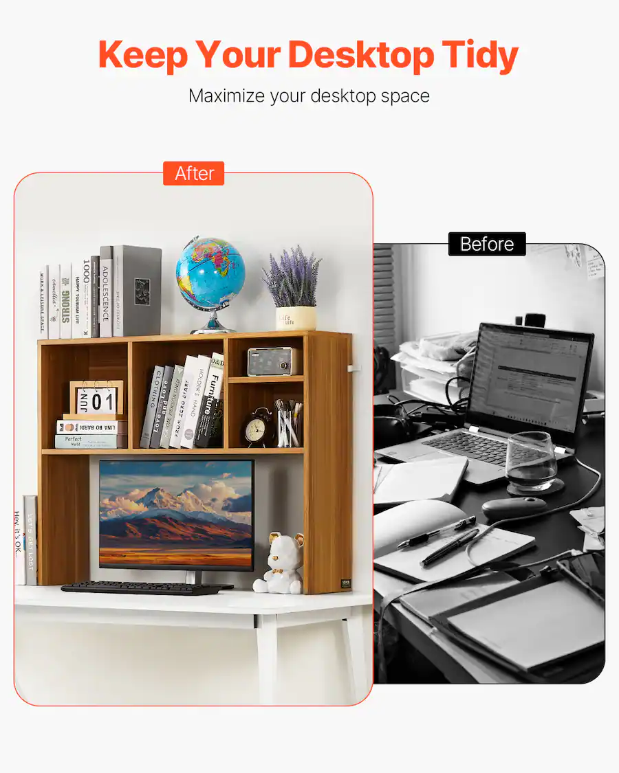 Office Desktop Rack VEVOR Desktop Bookshelf, 1 Tier Desktop Storage Organizer, 37