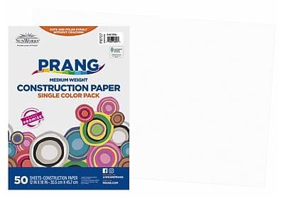 SunWorks - 12" x 18" Construction Paper, Bright 50 Sheets - Bright White