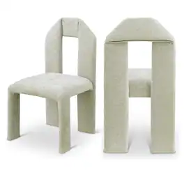 Meridian Furniture - Bennett Mint Chenille Fabric Dining Chair, Set of 2 - Blue
