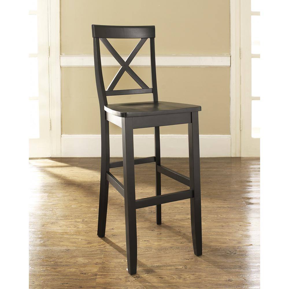 Front. Crosley Furniture - X-Back 2-Piece Bar Stool Set - 2 Stools - Black.